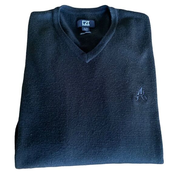 Cutter & Buck Atlanta Braves Insignia Merino Wool Blend Mens Sweater Sz XL - Picture 2 of 10
